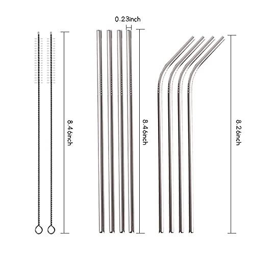 Stainless Steel Metal Straws, Reusable Comfortable Roun