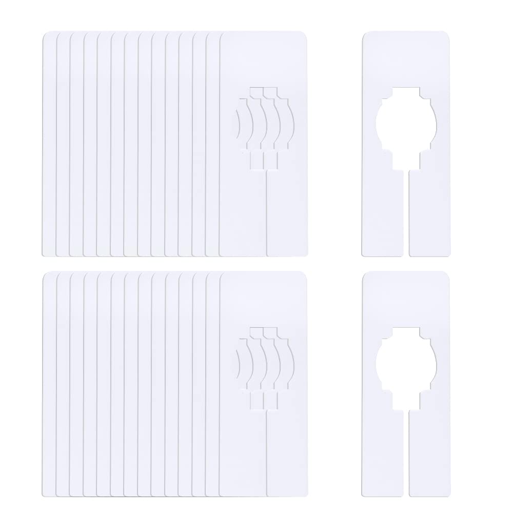 30 Piece White Rectangular Clothing Rack Size Dividers, Rectangular Blank Closet Dividers Hanging, Blank Hanger Separator, Closet Dividers for Clothing Rack (30)