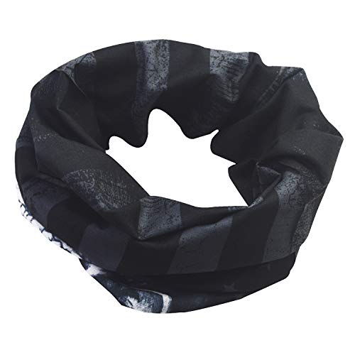 Skull Face Mask Sun UV Dust Wind Protection Tube Mask Seamless Bandana Skeleton Face Mask for Men Women Bike Riding Motorcycle Cycling Biker Outdoor Festival (Black Gray Skull White Face Flag)