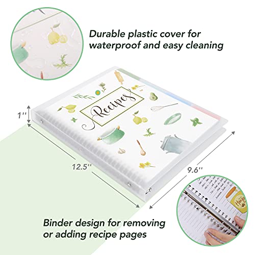 Recipe Book to Write in Your Own Recipes, 8.5 x 11 Personal Blank Recipe Notebook, Removable Hardcover Recipe Journal Book Binder with 8 Dividers and 24 Tabs, Hold up to 240 Recipes