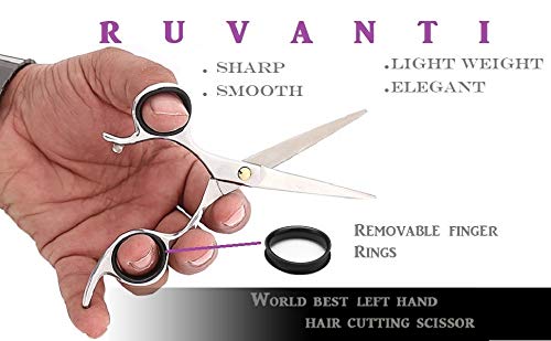 Ruvanti Left Handed Hair Cutting Scissors 6.5” - Professional Shears, Sharp Hairdressing/Haircutting Scissors for Men/Women