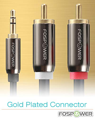 FosPower 3.5mm to RCA Cable (6FT), RCA Audio Cable 24K 