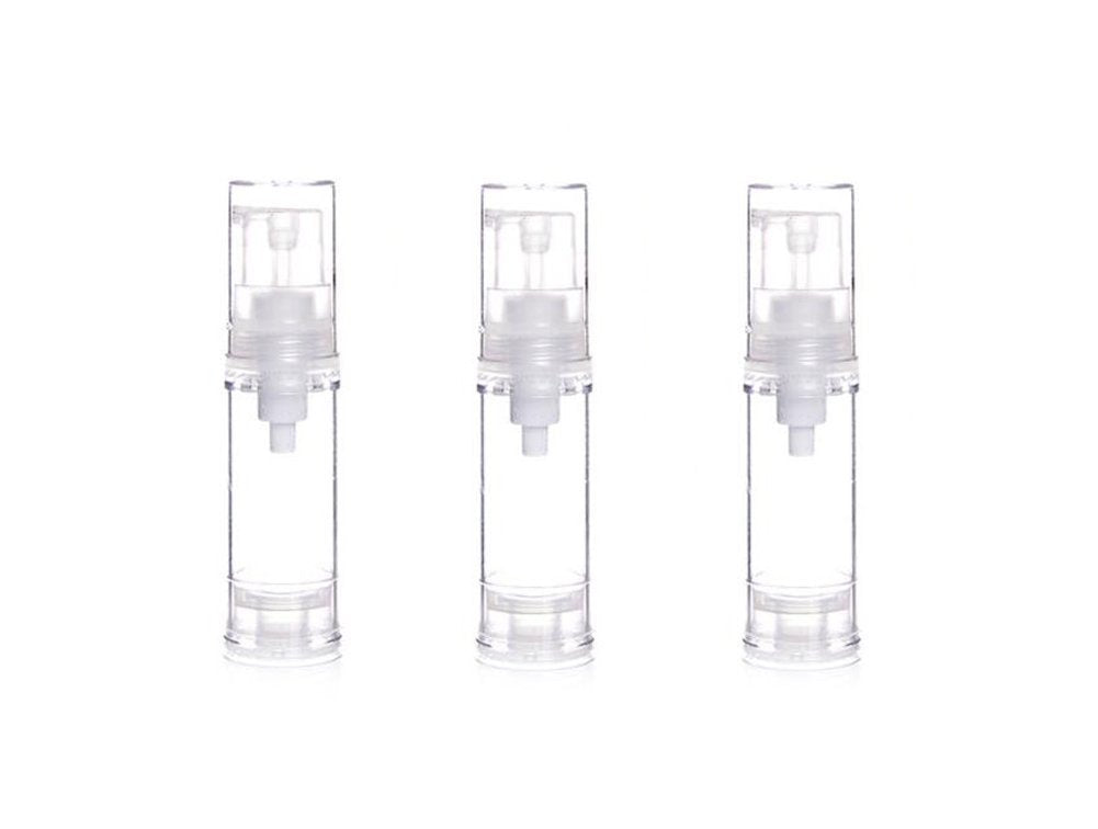 12PCS 10ML/0.34OZ Portable Plastic Empty Clear Airless Vacuum Pump Bottles Container Cosmetic Cream Lotion Vial Jars Make-up Liquids Sample Packing Storage Dispensing Tins