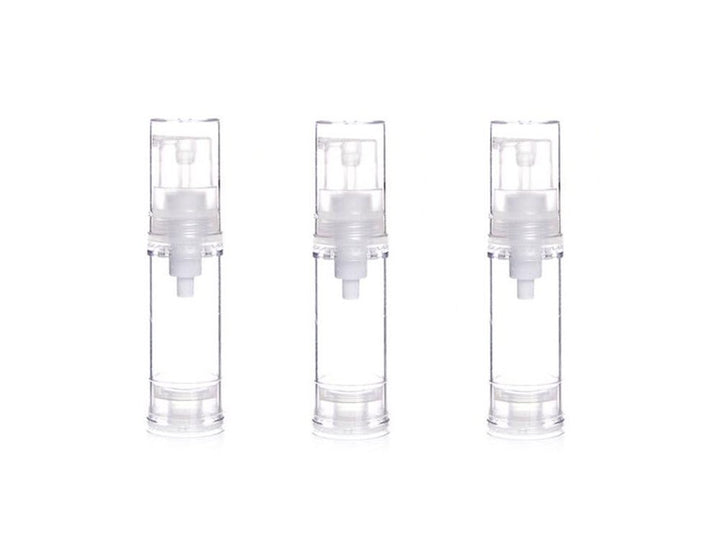 12PCS 10ML/0.34OZ Portable Plastic Empty Clear Airless Vacuum Pump Bottles Container Cosmetic Cream Lotion Vial Jars Make-up Liquids Sample Packing Storage Dispensing Tins