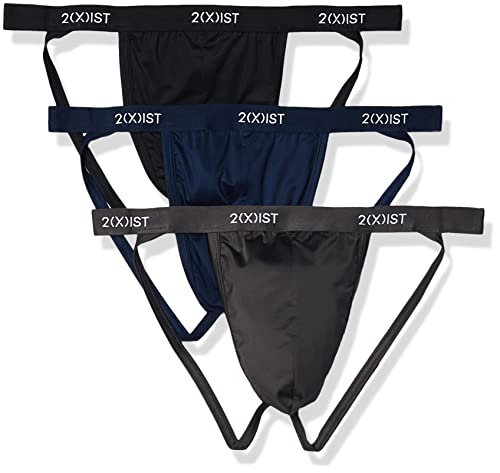 mens Micro Speed Dri Jock Strap 3-pack Base Layer Underwear, Black/Charcoal/Varsity Navy, X-Large US