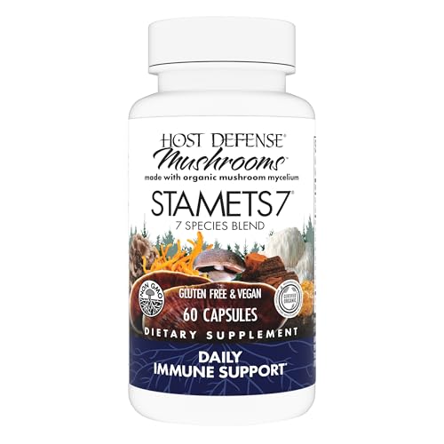 Stamets 7-7 Species Blend - Mushroom Supplement for Immune Support - Includes Royal Sun Blazei, Cordyceps, Reishi, Maitake, Lion's Mane, Chaga & Mesima - 60 Capsules (30 Servings)*