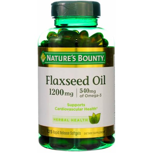 Flaxseed Oil 1200 mg, Rapid Release Softgels, Natural, White, 125 Count, Pack of 2