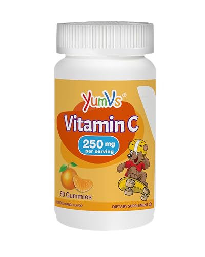 YUM-V's Vitamin C Chewable Jellies (Gummies) for Kids, Orange Flavor; Daily Dietary Supplement for Children, Kosher/Halal, Gluten-Free (60 Count)