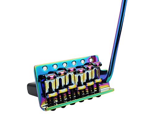 Guyker Tremolo Bridge Vintage Bent Steel Saddles and Zinc Block Compatible with Start ST Electric Guitar (GG-1004, Chameleon Rainbow)