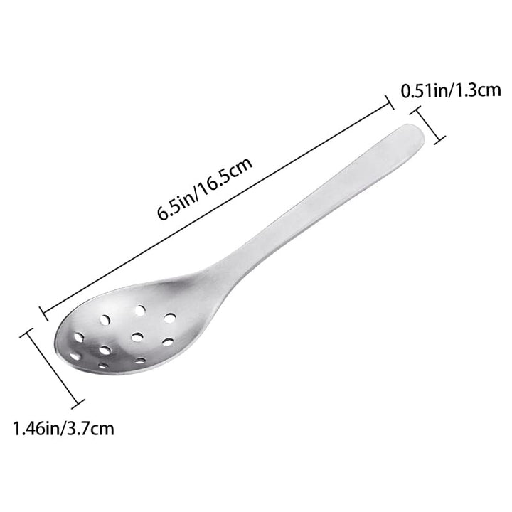 Small Slotted Spoons,Modern Stylish Thick Heavy-weight Short handle Stainless Steel 10 Holes Durable Caviar Spoon for Soup Cereals Dips Curry Sauces Stews, Set of 2