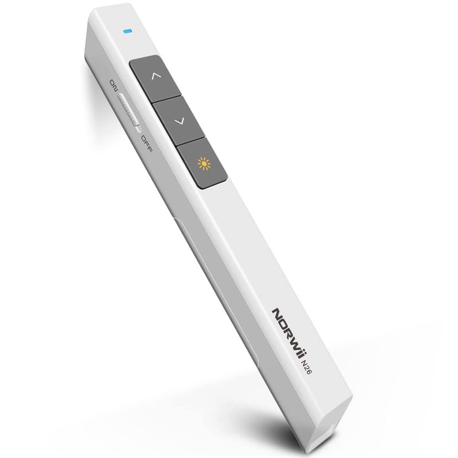 NORWII N26 Wireless Presentation Clicker with Pointer, Presentation Remote, Wireless Presenter for PowerPoint Presentations, PowerPoint clicker (N26-white)