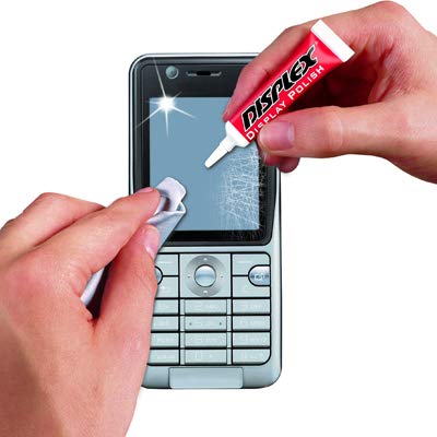 Displex Plastic Display Polish Scratch Remover for Cell Phone LCD Screens with Microfiber Cloth and Polishing Wheel