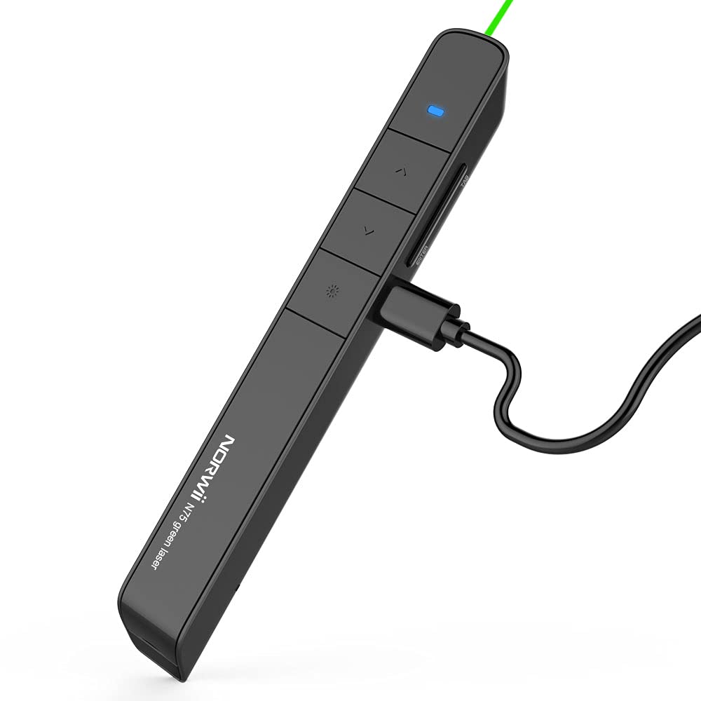 Norwii Presentation Clicker Green Light Pointer USB Rec