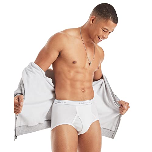 Men&#39;s Tagless ComfortFlex Waistband, Multi-Packs Available Brief, White 5-pack, Large