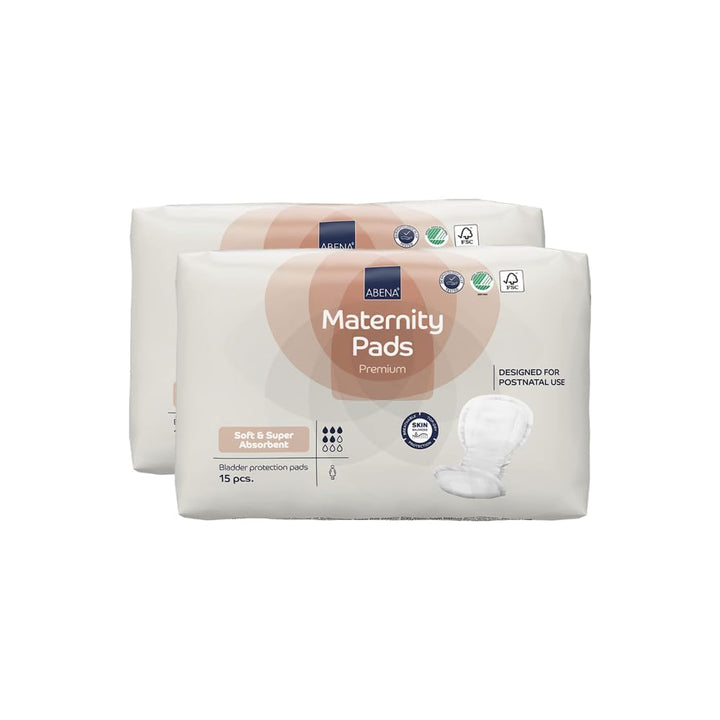 Abena Maternity Pads for Women Super Absorption, Soft Disposable Pads for After-Delivery Incontinence, Pack of 15