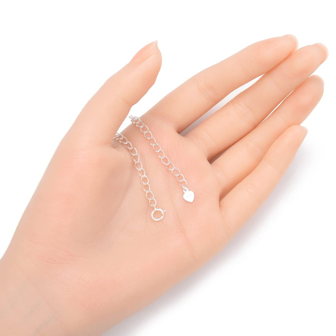 1 Set (3pcs) Adabele Authentic 925 Sterling Silver Chain Extender with Clasp Strong Removable Adjustable 2 4 6 inch Extension for Necklace Bracelet Anklet Jewelry Making SS301-246