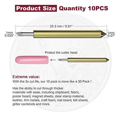 Cutting Blades Compatible with Explore Air/Air 2/Explore Air 3, 10PCS Premium Deep Point Blade Compatible with Maker/Maker 3 Cutting Machines