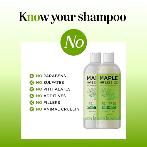 Tea Tree Shampoo and Conditioner Set - Sulfate Free Clarifying Shampoo and Conditioner for Oily Hair &amp; Scalp Care with Australian Tea Tree Oil - Complete Dry Scalp Treatment for Build Up (8 Fl Oz)