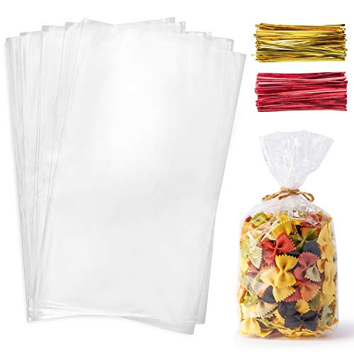 Morepack Cello Cellophane Treat Bags,200 Pieces 7x13 In