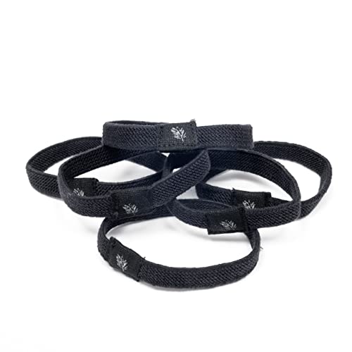 Wild &amp; Stone | Pack of 6 Hair Bands | 100% Biodegradable and Plastic-Free Elastic Hair Ties | 100% Organic Cotton and Natural Plant-Based Rubber | No Crease Ponytail Holder (Black)