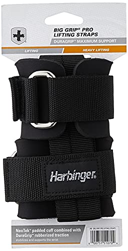 360531 Big Grip No-Slip Nylon Lifting Straps with DuraGrip (Pair), Pro, Black, 11.5 inches