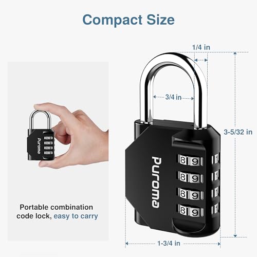 2 Pack Combination Lock 4 Digit Locker Lock Outdoor Waterproof Padlock for School Gym Locker, Sports Locker, Fence, Toolbox, Gate, Case, Hasp Storage (Black)