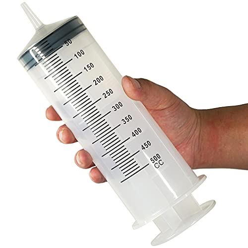 500ml/cc Large Plastic Syringe with Measurement for Scientific Labs, Garden Watering, Refilling and Filtration, pack of 1
