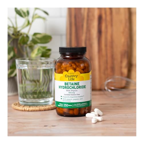 Betaine Hydrochloride with pepsin 600 mg - 250 Tablets