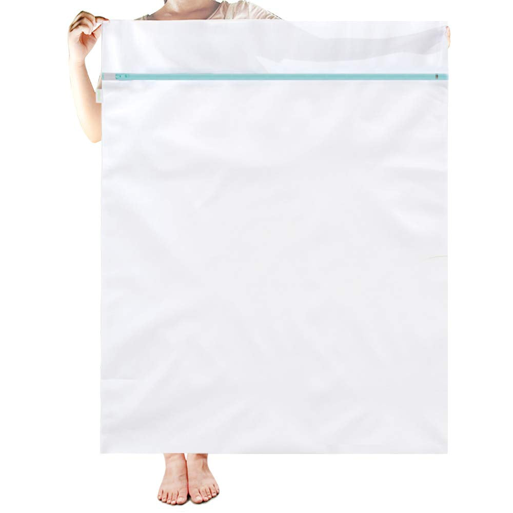 Large Mesh Washing Bag 43 x 35 in XL Laundry Bag Washer Machine Net Protector Large Washer Bag for Travel Camp College Student Dress Bedding Blanket Sheet Robe Cleaning Organizer Blue