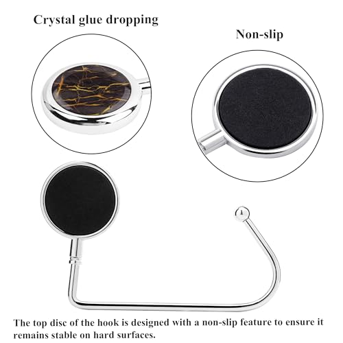 Purse Hook Set of 3 - Hanger Table Hanger Holder Womens Bag Storage (long3-Marble)