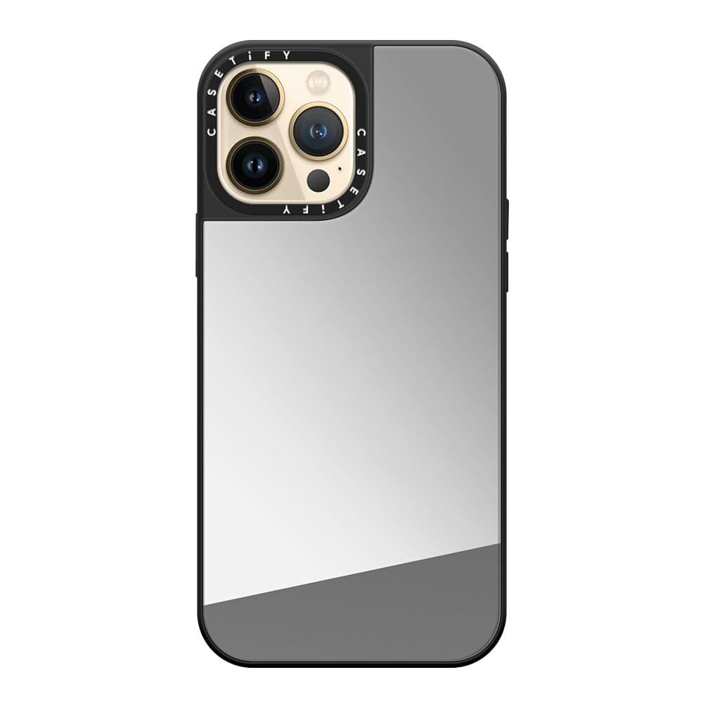 Mirror iPhone 13 Pro Max Case [5ft Drop Protection/Compatible with Magsafe] - Silver on Black