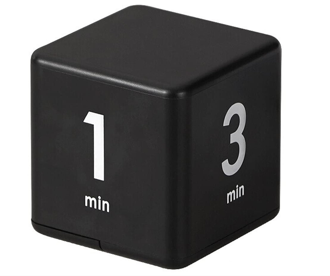 Cube Timer, Kid Focus Study Timer Kitchen Work Timer Time Block Cube Gravity Flip Time Block Cube 1-3-5-10 Minutes Time Management, Black