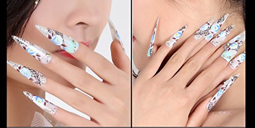 10Pcs Extra Long Half Cover False Nail Art Design Salon Tips Manicure Decoration Tool(Transparent)