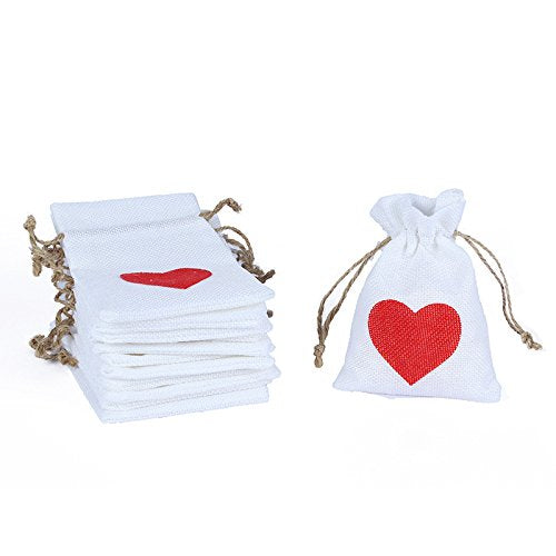 Syruix 24pcs/Pack 10x14cm Natural Burlap Jute Bag Red H