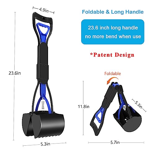 Pooper Scooper for Large Small Dogs, Folding Dog Poop Scooper, Durable Spring and Premium Materials,Easy to Use for Grass, Dirt, Gravel Pick Up Shovel