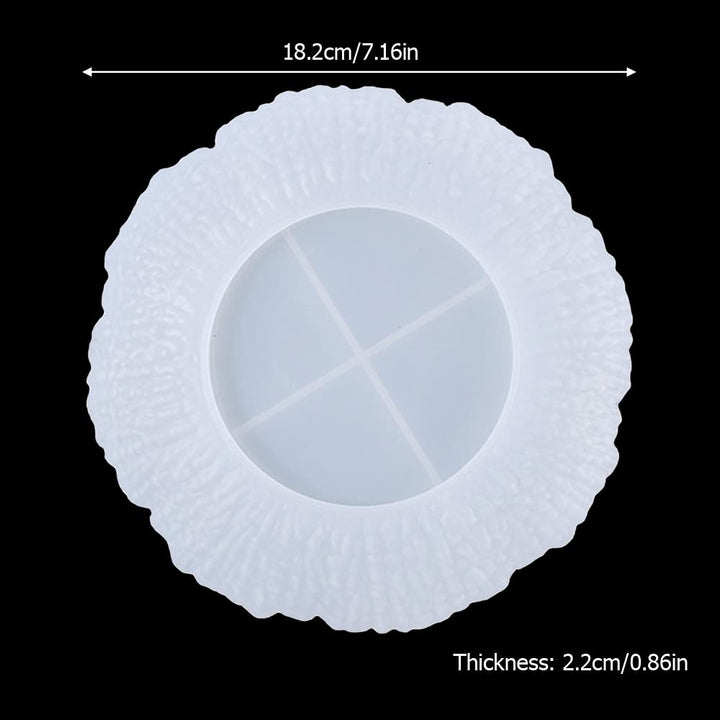 Irregular Tray Mold with Sunlight Edges Round Fruit Tray Silicone Epoxy Casting Mould for Resin DIY Jewelry Plate Trinket Candy Dish Wood Texture Serving Board Home Decor Craft Gift