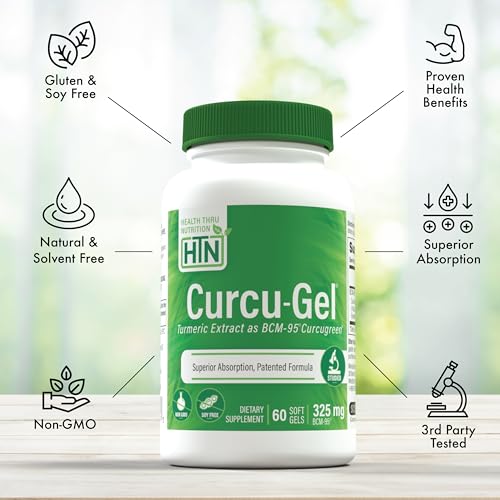 Curcu-Gel Turmeric Curcumin Complex BCM-95 Softgels, 325mg (Pack of 60)
