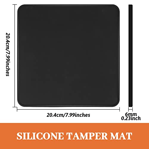 Coffee Tamper Mat Coffee Maker Mat Flat Silicone Tamping Pad Tamp Station Espresso Coaster Black Mat for Portafilter Barista Espresso Machine Accessories (8 x 8 Inches)