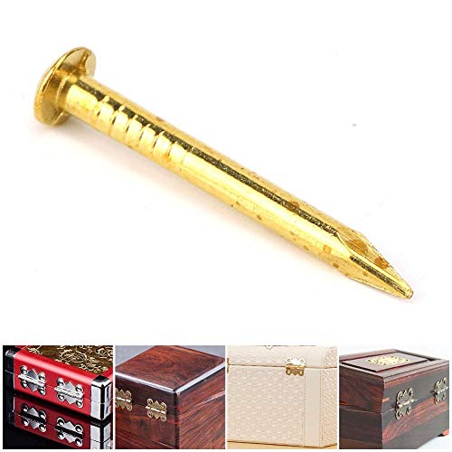 100Pcs Brass Escutcheon Tacks, Round Head Brass Brad Nail Hardware Nail Assortment Kit Furniture Hinge Hardware Accessories 10mm/15mm/18mm/22mm(18mm Length)