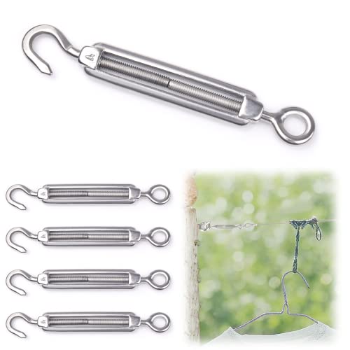 Muzata 5Pack M4 Hook and Eye Turnbuckle for Cable Wire 