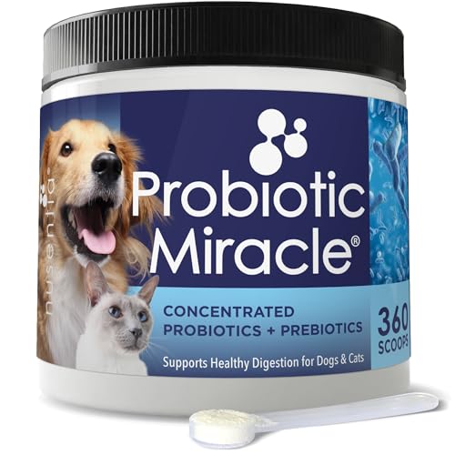 NUSENTIA Probiotics for Dogs -(360 Scoops)-Probiotic Miracle -Advanced, Species Specific Probiotics and Prebiotics to Stop Diarrhea, Loose Stool, and Yeast-Plus Immune Support