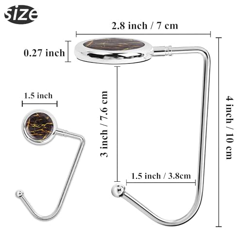 Purse Hook Set of 3 - Hanger Table Hanger Holder Womens Bag Storage (long3-Marble)