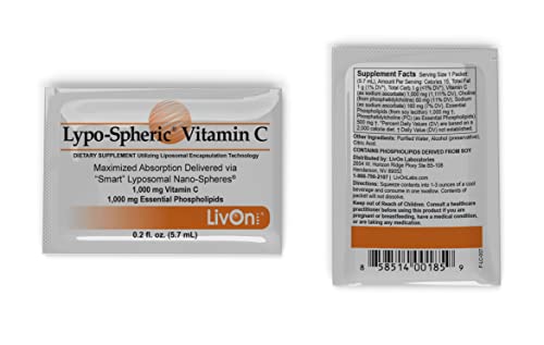 Lypo–Spheric Liposomal Vitamin C 1000mg - No Sugar, Immune Support, Plant Based - Easy to Swallow, Absorbable, Individual Packets - Non–GMO, Gluten Free(0.2floz30 Packets)