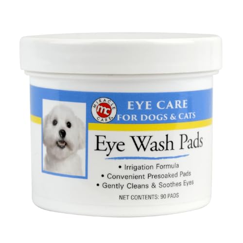 Eye Wash Pads - 90 count; Eye Care for Dogs and Cats, Soft Pet Wipes for Gently Cleaning Eyes, Sterile Cat and Dog Wipes Formulated to Remove Eye Debris