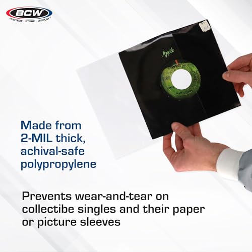 100 Vinyl 45 RPM 7 Record Poly Outer Record Sleeves | Album Covers | Crystal Clear | Record Covers | 2 Mil Thickness | Vinyl Record Storage | Dust and Scratch Protection | Vinyl Record Sleeves