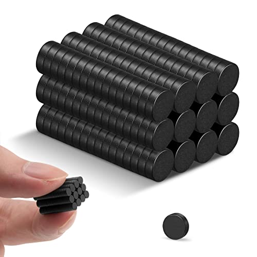 Tiny Crafts Magnets, Mini Magnets Small Round Magnets for Fridge, Miniature Models, Whiteboard, Office and Photo, 3x2mm Miniature Magnets, 120Pcs Little Magnets, Black