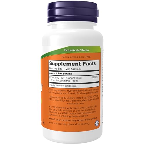 NOW Foods Supplements, Elderberry (Sambucus nigra)500 m