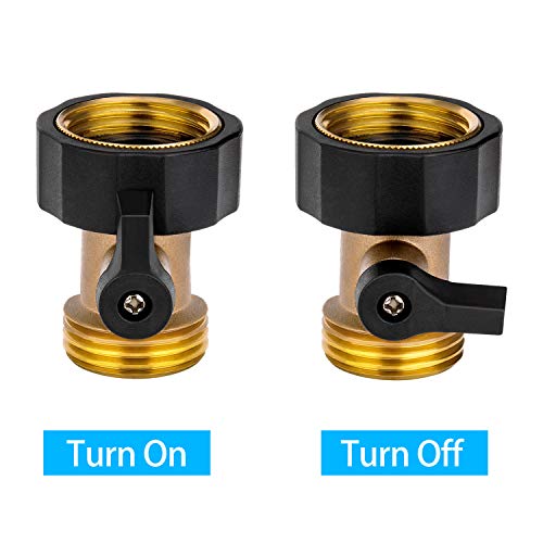 Heavy Duty Brass Shut Off Valve Garden Hose Connector,3PCS 3/4 Water Hose Single Shut Off Valve Garden Hose Connector