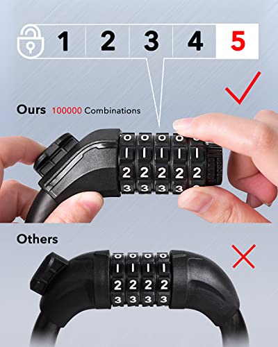 KEYSTP Bike Lock Cable, Up to 15mm Thicker Steel Cable,