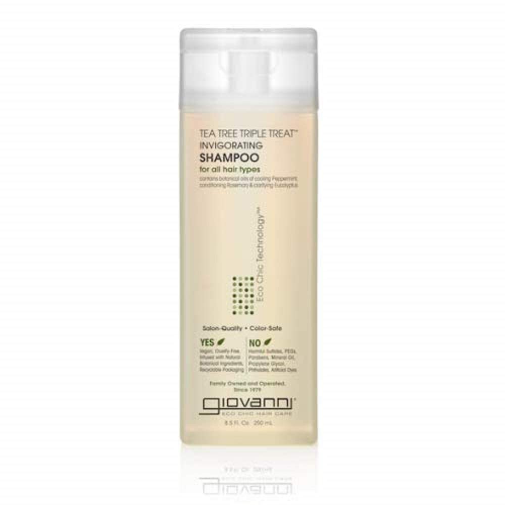 Tea Tree Triple Treat Invigorating Shampoo - Cooling Peppermint, Eucalyptus &amp; Rosemary, Helps Strengthen &amp; Rejuvenate Hair &amp; Scalp, Salon Quality, Paraben Free, Tea Tree Shampoo - 8.5 oz